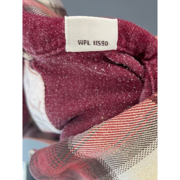 Weatherproof Vintage Men Shirt L Red Beige Brown Plaid Worn-In Grunge Workwear - Picture 10 of 12